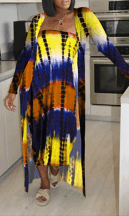 Sexy Print Split Joint Strapless Long Sleeve Two Pieces