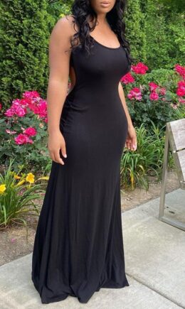 Fashion Sexy Solid Backless Spaghetti Strap Sleeveless Dress Dresses