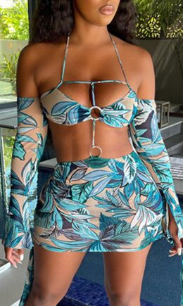 Sexy Fashion Hollow Open Backless Long Sleeve Dress