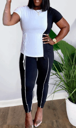 Casual Solid Split Joint O Neck Short Sleeve Two Pieces