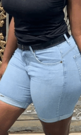 Casual Split Joint Mid Waist Skinny Denim Shorts