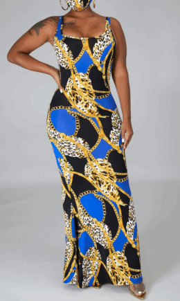 Casual Print Split Joint Spaghetti Strap Trumpet Mermaid Dresses