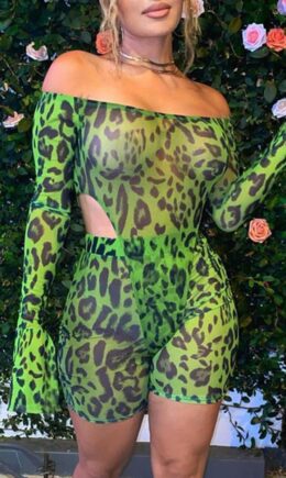 Fashion Sexy Print Backless Off the Shoulder Long Sleeve Two Pieces