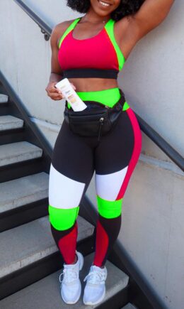 Casual Sportswear Patchwork Vests Pants O Neck Sleeveless Two Pieces