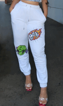 Casual Print Split Joint Harlan High Waist Harlan Positioning Print Bottoms