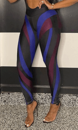 Sexy Print Split Joint Skinny High Waist Pencil Full Print Bottoms