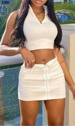 Sexy Casual Solid Zipper Sleeveless Two Pieces
