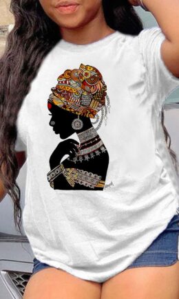 Fashion Casual Print Basic O Neck T-Shirts