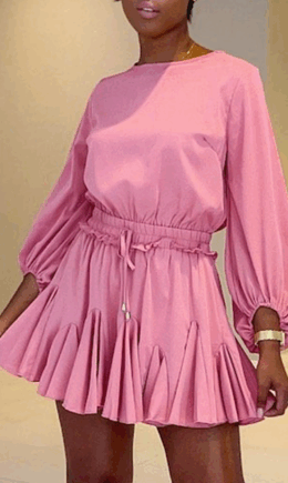 Casual Solid Split Joint O Neck Cake Skirt Dresses