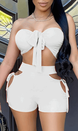 Sexy Solid Hollowed Out Strapless Two Pieces