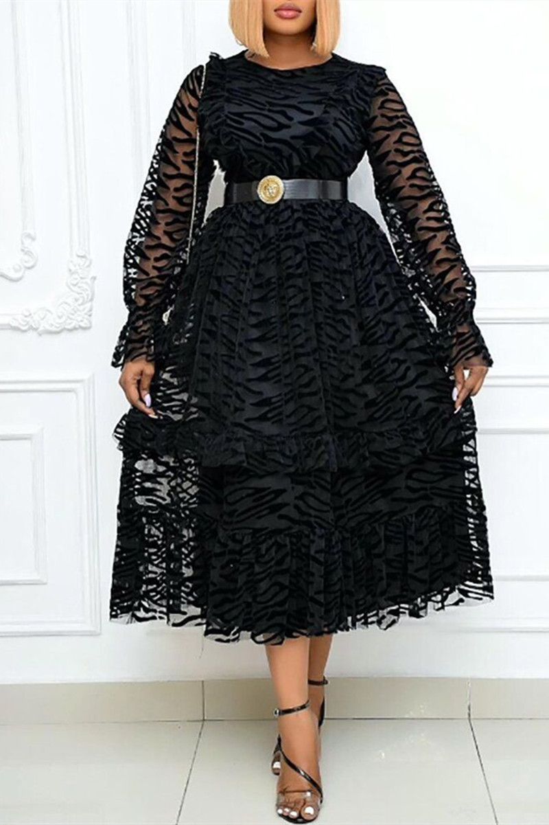 Casual Solid Split Joint O Neck Straight Dresses