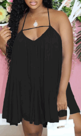 Casual Solid Split Joint Spaghetti Strap Cake Skirt Dresses