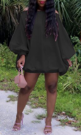 Sexy Casual Solid Backless Off the Shoulder Long Sleeve Dresses
