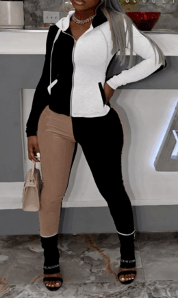 Casual Solid Split Joint Hooded Collar Long Sleeve Two Pieces