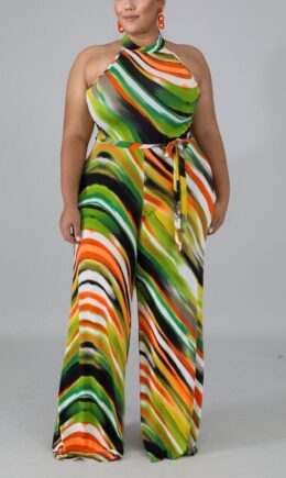 ColorPainting Sexy Sleeveless Large Size Jumpsuit