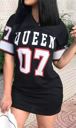 Fashion Hip Hop Letter Print Short Sleeve Dress