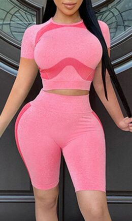 Casual Sportswear Print Basic O Neck Short Sleeve Two Pieces