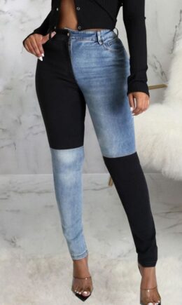 Casual Solid Split Joint Skinny Denim Jeans