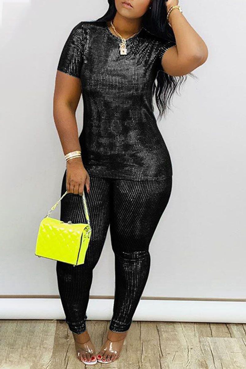 Casual Loose Polka Dot Short Sleeve Two-piece Suit