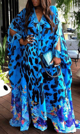 Casual Print Split Joint Straight Dresses