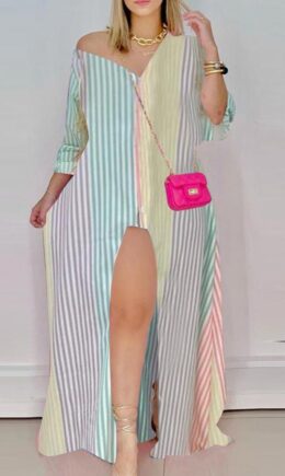 Sexy Print Asymmetrical V Neck A Line Dresses