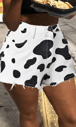 Sexy Print Split Joint Straight Mid Waist Straight Full Print Bottoms