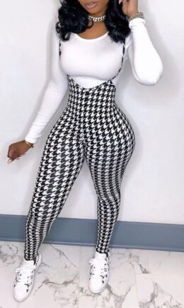 Fashion Casual Print Spaghetti Strap Skinny Jumpsuits Without Top