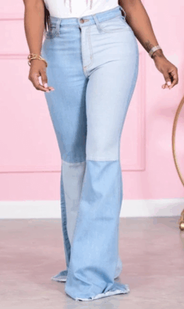 Casual Solid Split Joint Mid Waist Boot Cut Denim Jeans