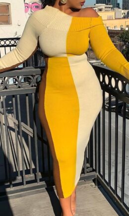 Fashion Casual Patchwork Basic O Neck Long Sleeve Dresses