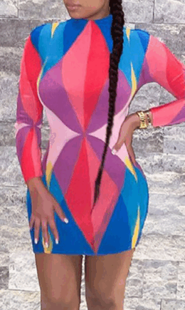 Sexy Print Split Joint O Neck Pencil Skirt Dresses