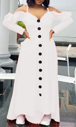 Casual Sweet Solid Split Joint Buckle Flounce Spaghetti Strap Sling Dress Dresses
