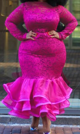 Sexy Patchwork Solid See-through O Neck Long Sleeve Evening Dress