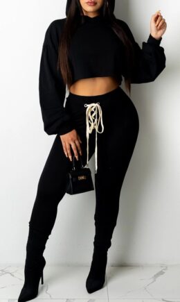 Fashion Casual Solid Basic Hooded Collar Long Sleeve Two Pieces