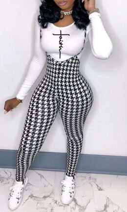 Fashion Casual Print Basic O Neck Long Sleeve Two Pieces