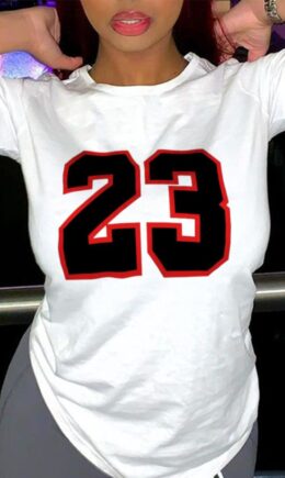 Casual Sportswear Print Split Joint O Neck T-Shirts