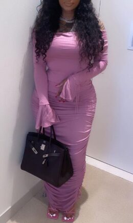 Fashion Sexy Solid Fold Off the Shoulder Long Sleeve Dresses