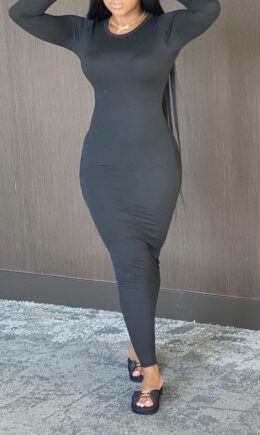 Casual Solid Split Joint O Neck One Step Skirt Dresses