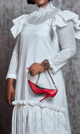 Fashion Patchwork Tassel Hollowed Out See-through Half A Turtleneck Long Sleeve Two Pieces