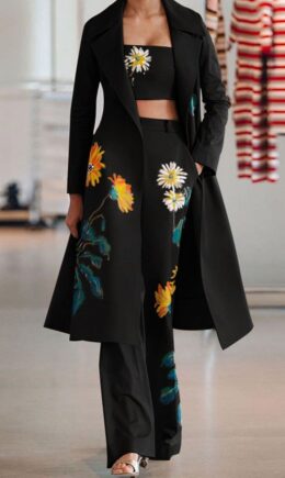 Casual Print Split Joint Turn-back Collar Long Sleeve Two Pieces