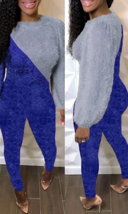 Fashion Casual Solid Split Joint O Neck Long Sleeve Two Pieces