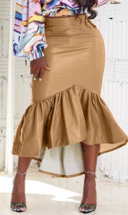 Fashion Casual Solid Split Joint Regular High Waist Skirt