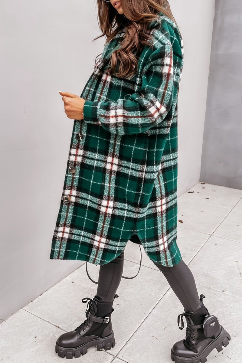 Fashion Street Plaid Split Joint Turndown Collar Outerwear