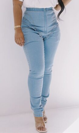 Fashion Casual Solid Split Joint High Waist Regular Denim Jeans