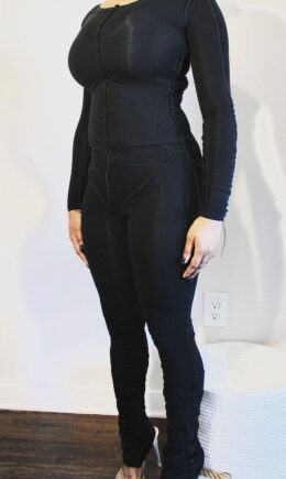 Casual Solid Split Joint Fold O Neck Long Sleeve Two Pieces
