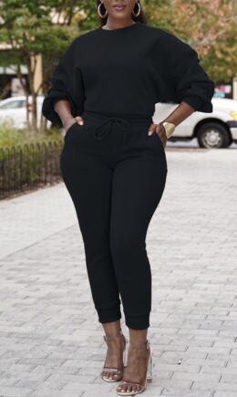 Fashion Casual Solid Basic O Neck Long Sleeve Two Pieces