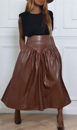 Deep Fashion Casual Solid Basic Regular High Waist Skirt