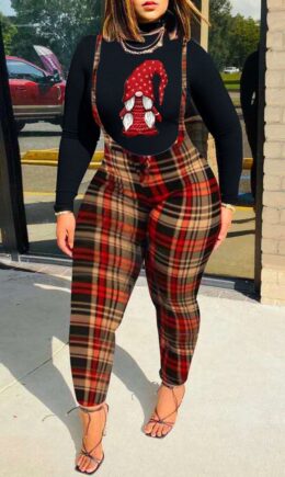 Fashion Casual Print Basic Turtleneck Long Sleeve Two Pieces
