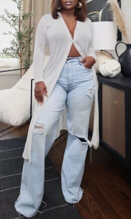 Fashion Casual Solid Cardigan V Neck Outerwear