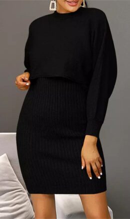 Fashion Casual Solid Basic O Neck Long Sleeve Two Pieces