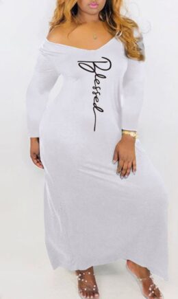 Casual Print Split Joint V Neck Straight Dresses